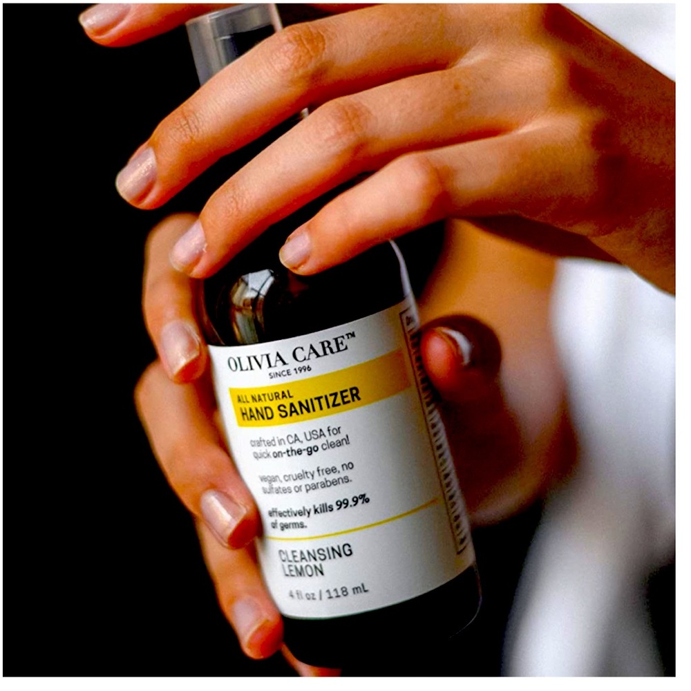 Hand Sanitizer by Olivia Care - Alcohol Based Infused Lemon Essential Oils